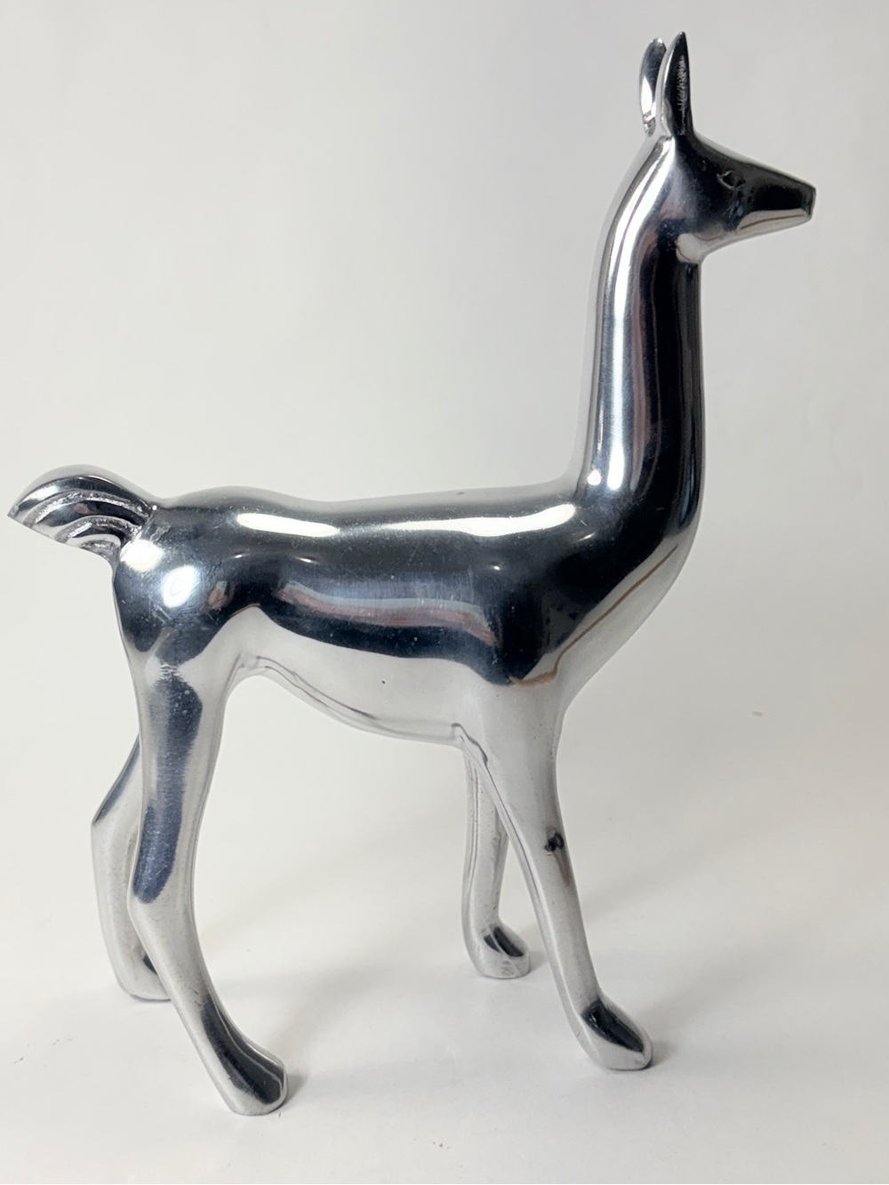 9" Nate Berkus Polished Silver Tone Metal Llama Figurine